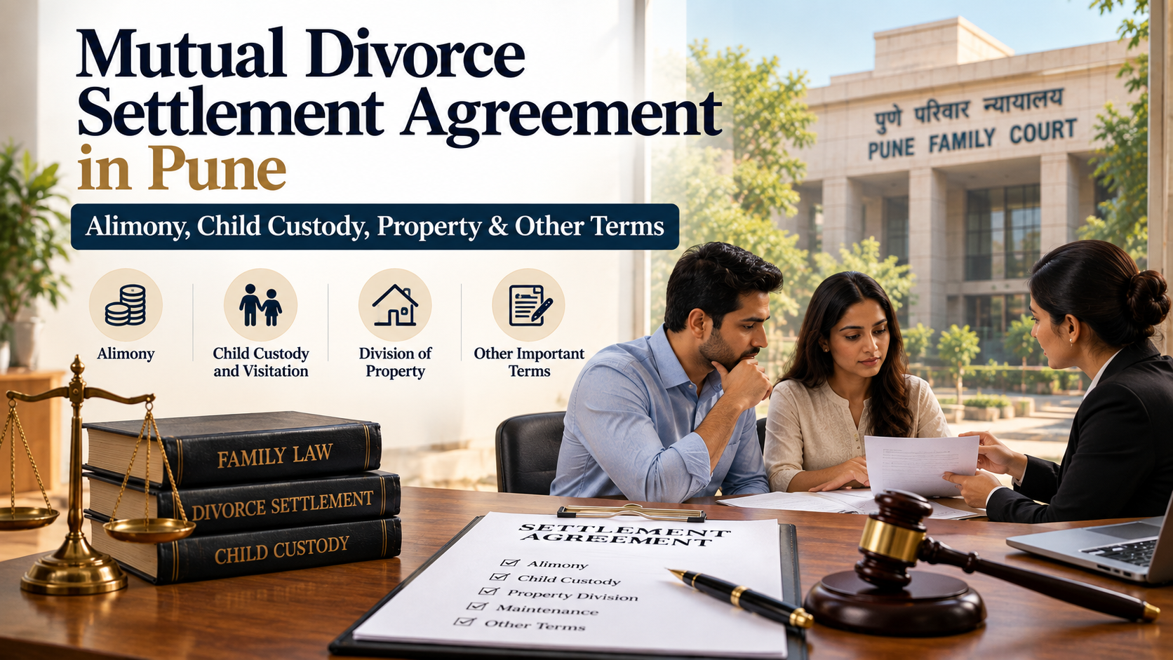 Mutual Divorce Settlement Agreement in Pune: Alimony, Child Custody, Property and Other Terms